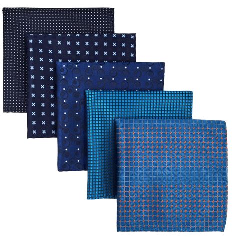 5 Pieces Assorted Mens Silk Pocket Square Handkerchiefs Set 20 ...