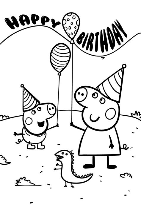 4 Peppa Pig Themed Birthday Coloring Pages & Cards (free) — PRINTBIRTHDAY.CARDS