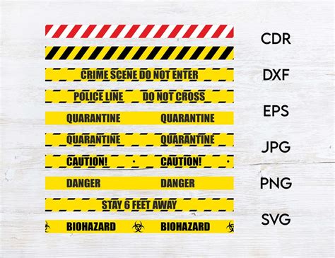 Yellow Tape Svg Cutting Files, Yellow Black Caution Tape Design, Police Tape Clipart, Warning ...