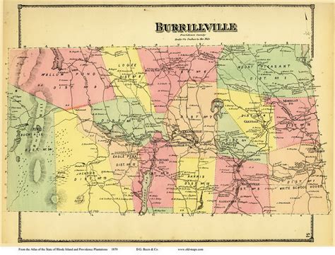 Burrillville, Rhode Island 1870 - Old Town Map Reprint - OLD MAPS