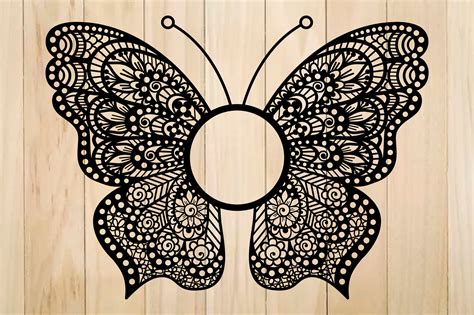 Butterfly SVG, Butterfly Monogram Frame, Zentangle SVG By JulyDigitalImages | TheHungryJPEG