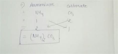 write the chemical formula of ammonium carbonate using criss cross ...