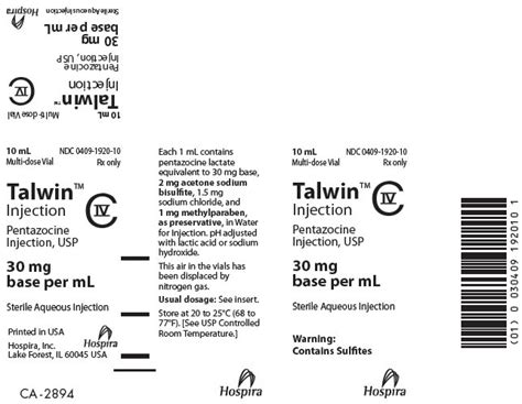 Talwin Injection - FDA prescribing information, side effects and uses