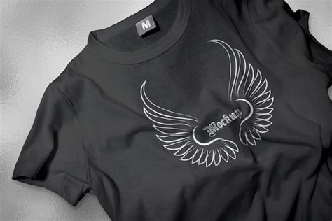 Premium PSD | A black t shirt with a wing on it