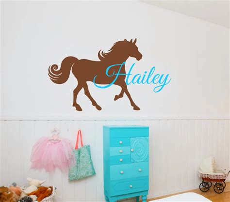 Personalized Name Horse Wall Stickers For Kids Room Boys Girls Bedroom Custom Horse Baby Wall ...