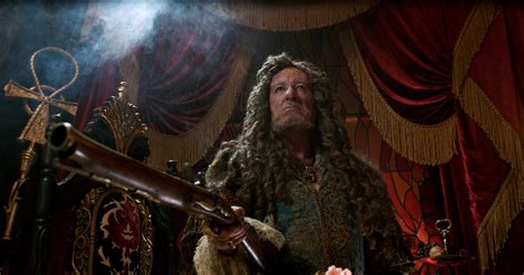 Geoffrey Rush as Captain Barbossa in Pirates of the Caribbean: Dead Men Tell No Tales