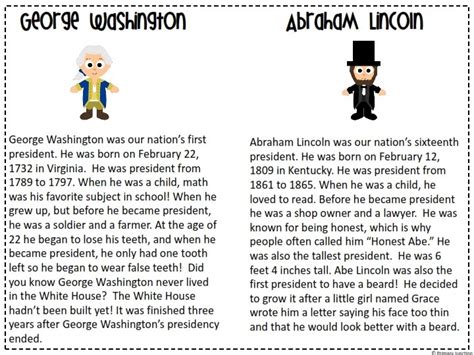 George Washington & Abraham Lincoln Reader & Sorting Sheets - Classroom ...