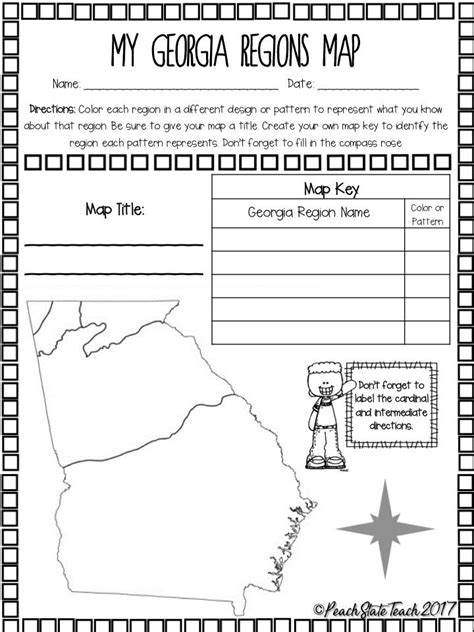 FREE GA Regions Map activity and questions | Georgia regions, Map skills, Map worksheets