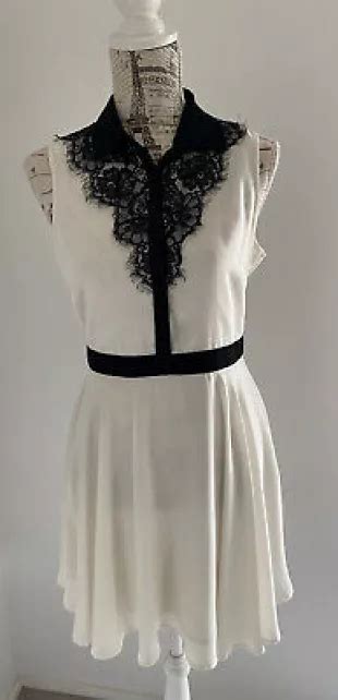 Portmans - White & Black Lace/Button Up Front Dress