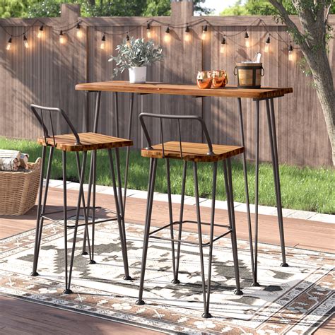 Union Rustic Loya Metal Bar Set with Stools & Reviews | Wayfair