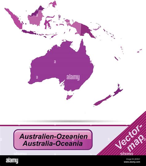 border map of australia-oceania with borders in violet Stock Vector Image & Art - Alamy