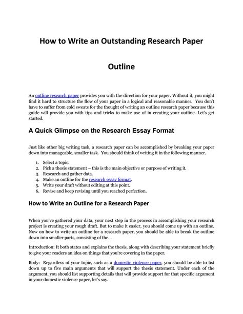 Writing an Impressive Outline Research Paper by ResearchPaperOutline ...