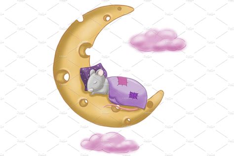 Cute sleeping mouse png clipart | Animal Illustrations ~ Creative Market