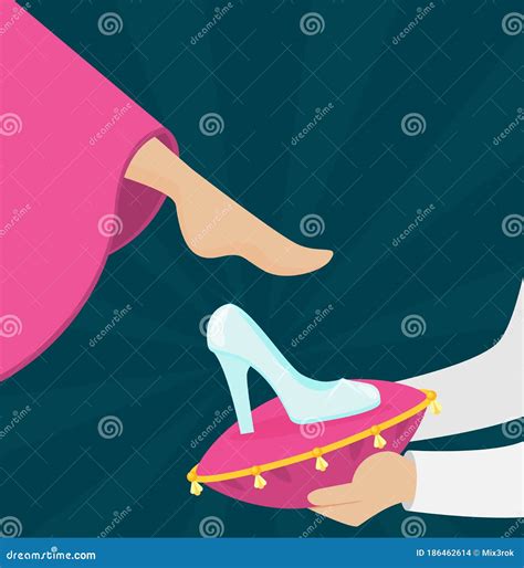 Cinderella Tries on the Glass Slipper Vector Flat Stock Vector - Illustration of luxury, beauty ...