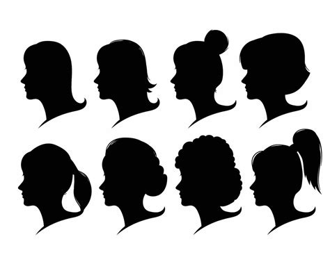 Woman Face Silhouette Set Vector Art & Graphics | freevector.com