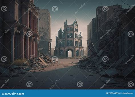 Abandoned City of the Planet Stock Illustration - Illustration of houses, night: 268761510