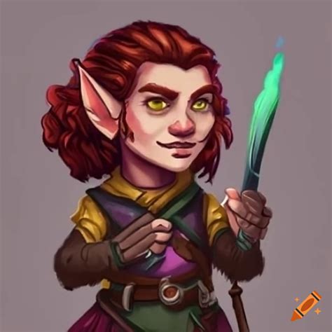 Illustration of a male gnome rogue with black long hair