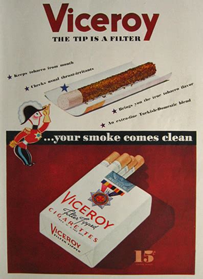 1936 Vintage Viceroy Cigarettes Ad ~ The Tip is a Filter, Vintage ...