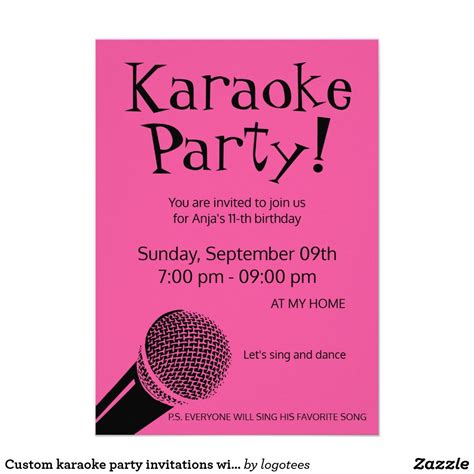 Custom karaoke party invitations with microphone Bachelorette Party Invitations, Birthday Party ...