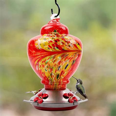 Hand Blown Glass Hummingbird Feeder - 38 Ounces – Dotmalls