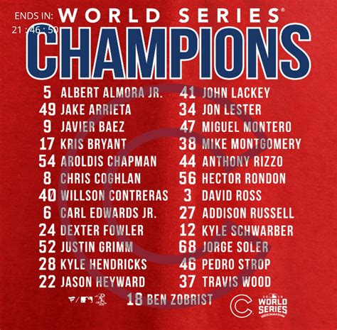 2016 Cubs World Series roster | Chicago cubs world series, Chicago cubs ...