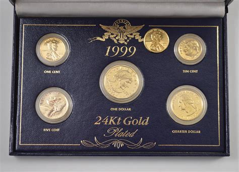 Historic Coin Collection - 24 Karat Gold Plated 1999 US Type Coins Box ...