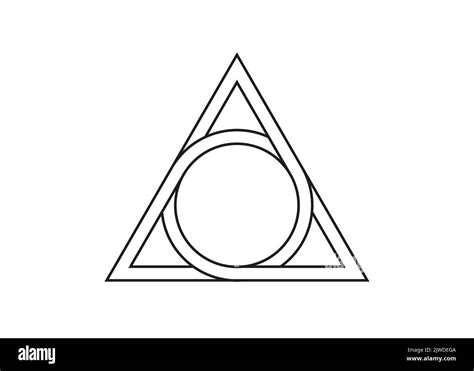 sacred geometrical figure of a circle inscribed in a triangle, the vector logo tattoo ...