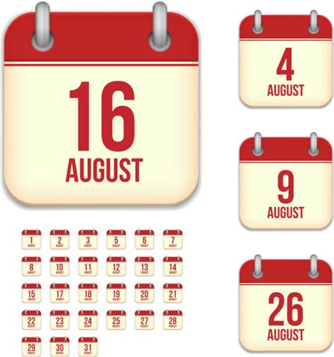 August Calendar Clip Art Vector Images And Illustrations Istock ...