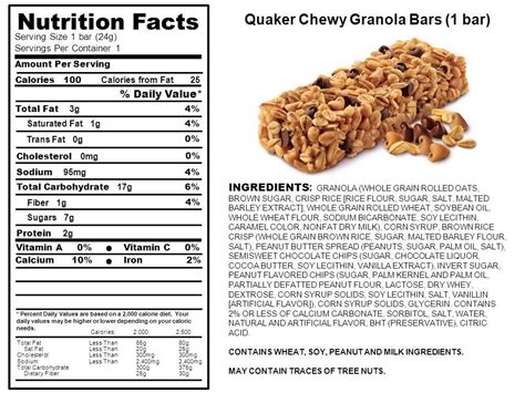 Quaker Chewy Granola Bars Nutritional Info | Besto Blog