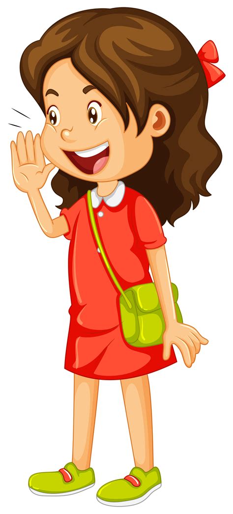 Little girl in red dress shouting 550080 Vector Art at Vecteezy