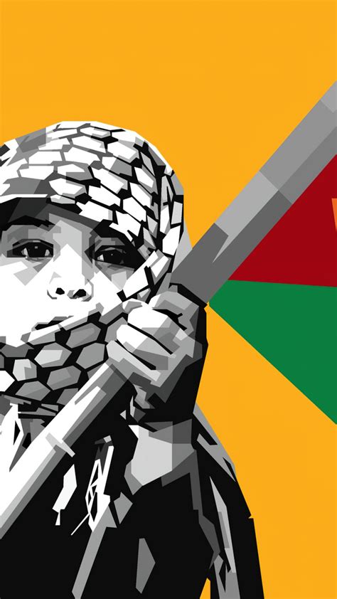 Cute Girl Holding Flag of Palestine 4K Wallpaper