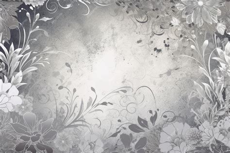 Premium AI Image | A grey and white floral wallpaper with a floral pattern.