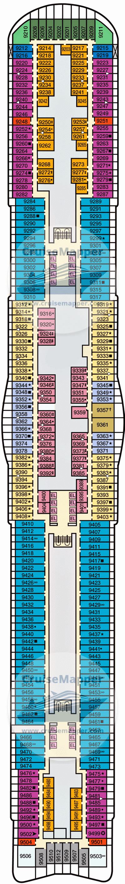 Carnival Mardi Gras deck 9 plan | CruiseMapper