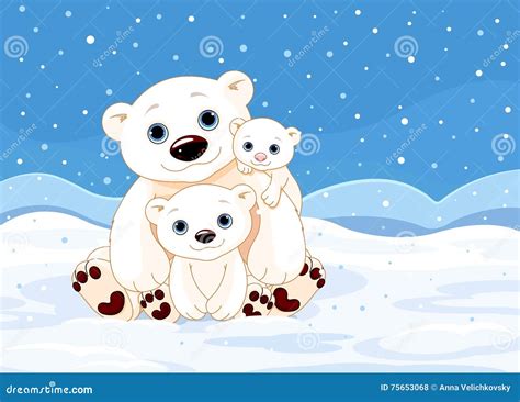 Polar Bear Family stock vector. Illustration of embrace - 75653068