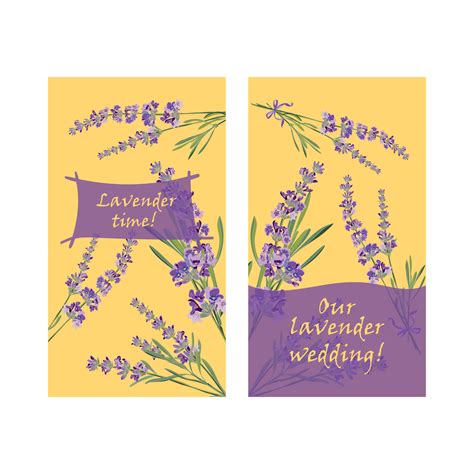 Set invitation cards with flower frame Lavender 12858936 Vector Art at ...