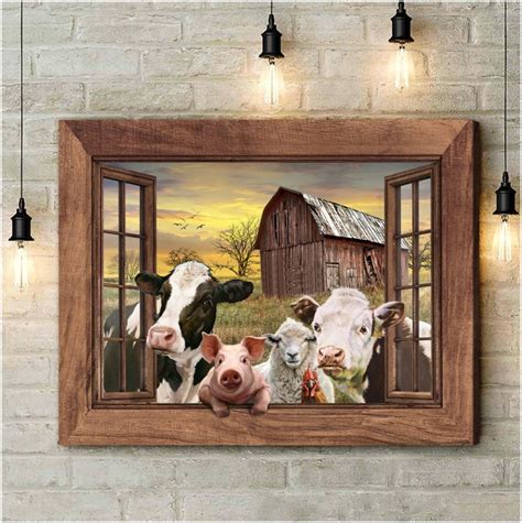 Cow Art Farmhouse Prints Canvas Cattle And Sunset Farm Scene Ohcanvas - Oh Canvas