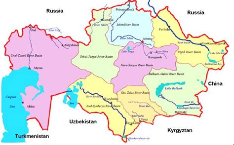 Map of Main River Basins and Rivers in Kazakhstan (Water Resources ...