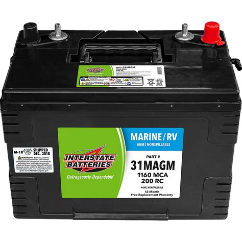 Interstate Batteries Group 31/1,160 Marine Cranking Amp AGM Battery | Academy