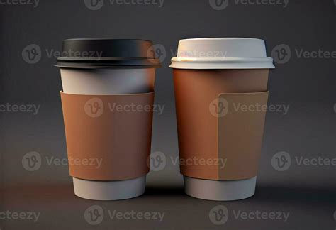 3d two paper coffee cups isolated , take away coffee cups. 25463098 ...