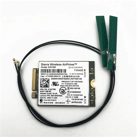 EM7455 GOBI6000 FRU:01AX756 4G LTE WWAN Card+2pcs Antenna For Thinkpad X1 YOGA/L470/L570/P51S ...