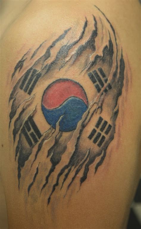 Korean Flag in Ripped Skin Tattoo by SrtaQuesadilla on DeviantArt