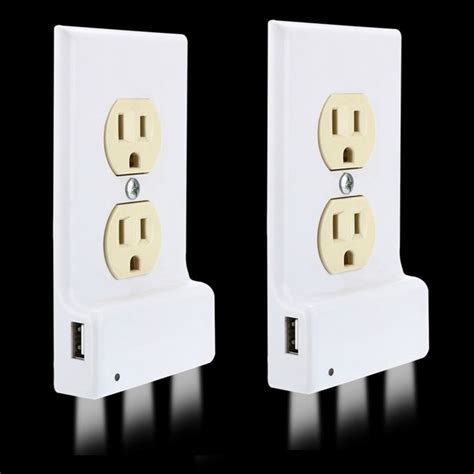 2-Pack Outlet Cover with USB Port and Built-In LED Light - Tanga