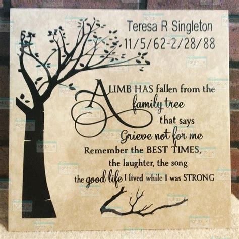 A Limb Has Fallen From the Family Tree Tile for Tabletop or for Hanging Memorial Sympathy ...