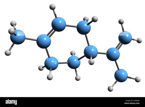 3D image of Limonene skeletal formula - molecular chemical structure of ...