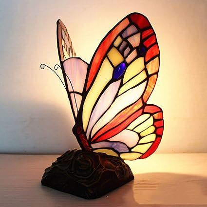 Purple Stained Glass Butterfly Lamp,Tiffany Style Butterfly Table Lamp Night Light,Antique ...