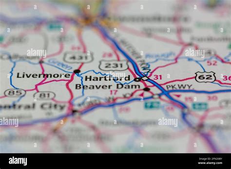 Hartford Kentucky USA shown on a Geography map or road map Stock Photo ...