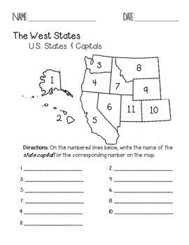 The West Region States and Capitals Quiz Pack by Faith and Fourth