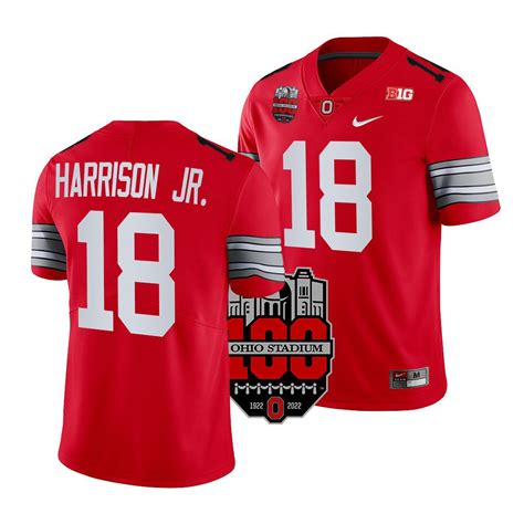 100th Anniversary Ohio State Buckeyes Marvin Harrison Jr. #18 Scarlet Men's Woody Football ...