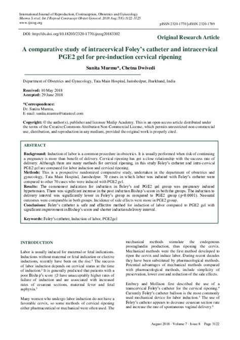 (PDF) A comparative study of intracervical Foley’s catheter and intracervical PGE2 gel for pre ...