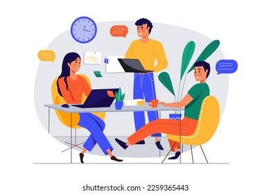 Business Meeting Concept People Scene Flat Stock Illustration ...